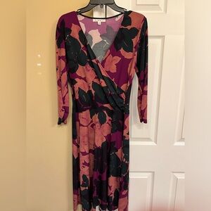 Cabi sz Medium Midi length dress great condition beautiful faux wrap